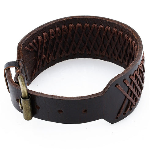 braunes rohleder armband herren manschette breitarmband uniqal sale