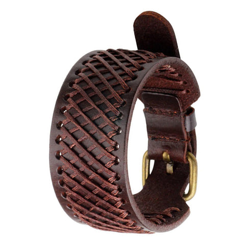 braunes rohleder armband herren manschette breitarmband uniqal sale