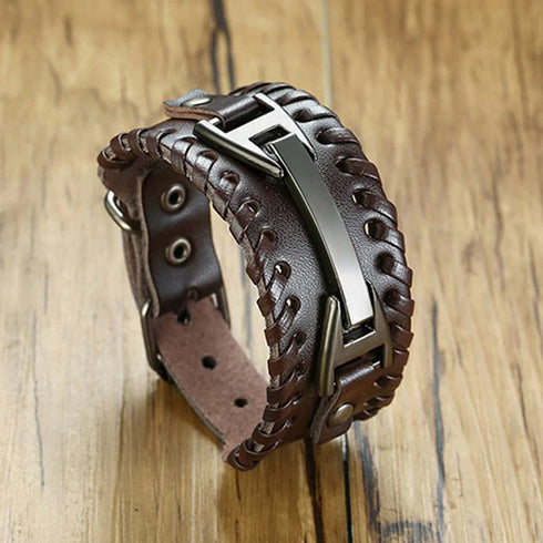 braunes rohleder armband herren manschette breitarmband uniqal sale