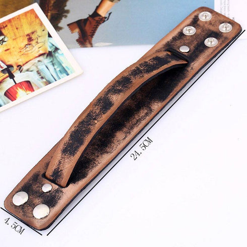 braunes rohleder armband herren manschette breitarmband uniqal sale