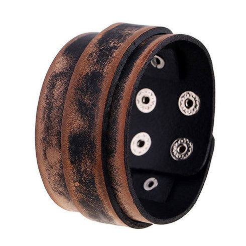 braunes rohleder armband herren manschette breitarmband uniqal sale