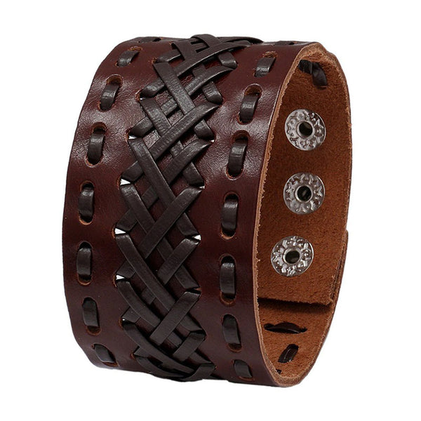 braunes rohleder armband herren manschette breitarmband uniqal sale