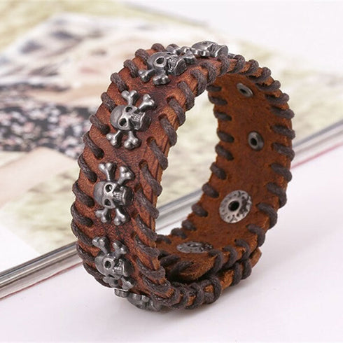 braunes rohleder armband herren manschette breitarmband uniqal sale