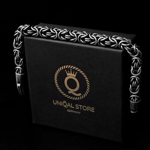 brushed königskette edelstahl herren armband byzantiener stahlarmband uniqal