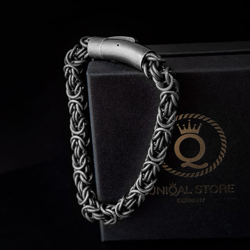 brushed königskette edelstahl herren armband byzantiener stahlarmband uniqal