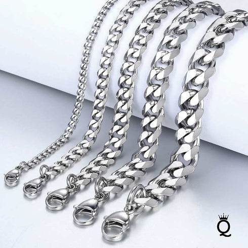 edelstahl chain kette armband herren silber uniqal