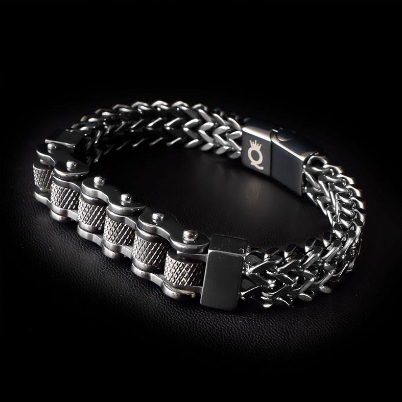 Herren Armreif Armband Edelstahl Armkette Biker Motorrad Fahrrad - Foto 3