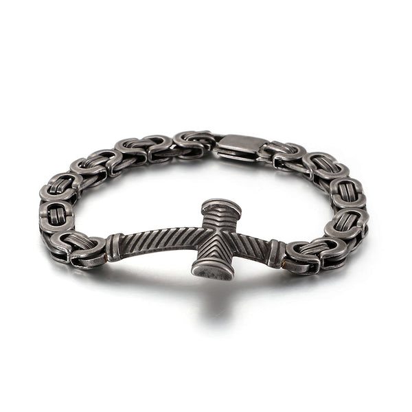 Kreuzarmband herren gebürstet edelstahl koenigsarmband köenigskette uniqal vintage skull sale