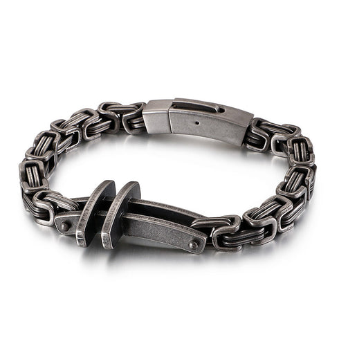 gebürstetes Kreuz Königsarmband aus Edelstahl Herren Männer Byzantiner Armband Königskette uniqal