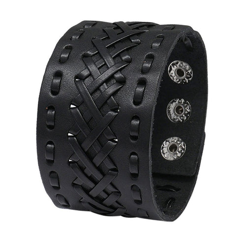 schwarzes rohleder armband herren manschette breitarmband uniqal sale