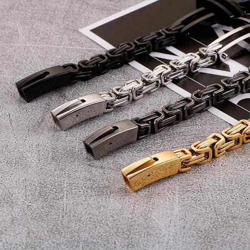 schwarzes Kreuz Königsarmband aus Edelstahl Herren Männer Byzantiner Armband Königskette uniqal