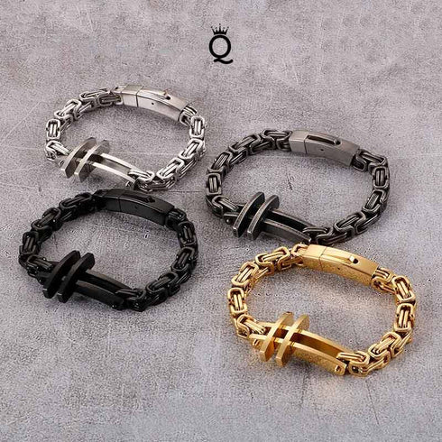 Goldenes Kreuz Königsarmband aus Edelstahl Herren Männer Byzantiner Armband Königskette uniqal