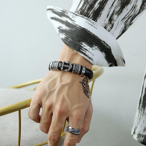 Anker Lederarmband Herren Sea maritime anchor uniqal