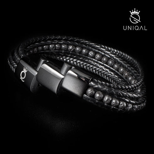 lederarmband lavastein perlen herren vulcano uniqal