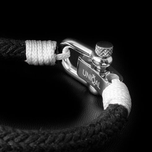Maritimes nautisches Armband schwarz und rot segeltau schäckel uniqal