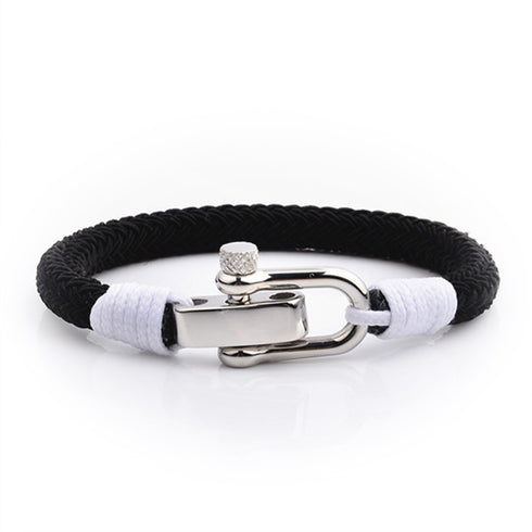 Maritimes nautisches Armband schwarz und rot segeltau schäckel uniqal