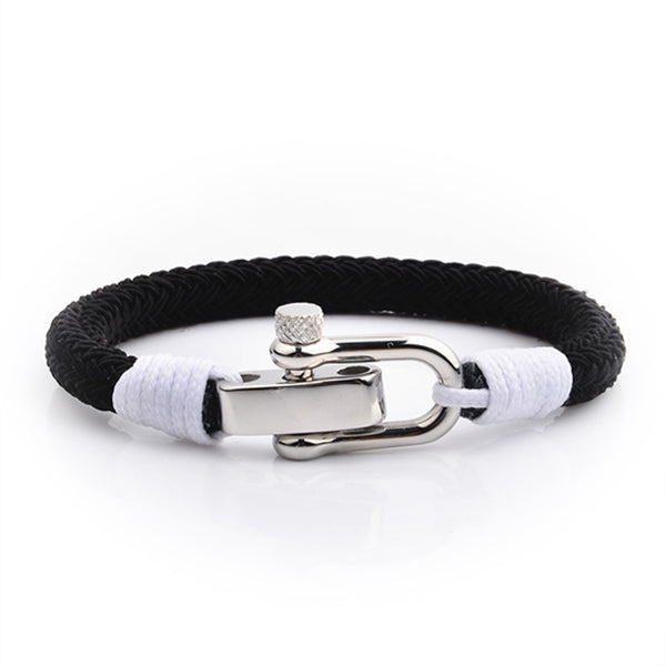 Maritimes nautisches Armband schwarz und rot segeltau schäckel uniqal