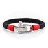 Maritimes nautisches Armband schwarz und rot segeltau schäckel uniqal