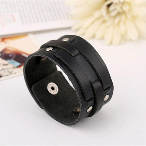 schwarzes rohleder armband herren manschette breitarmband uniqal sale