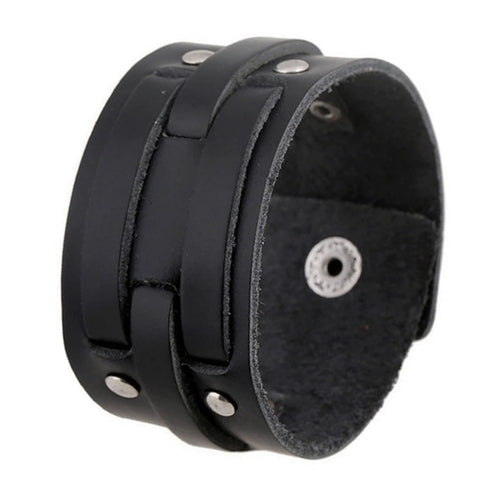 schwarzes rohleder armband herren manschette breitarmband uniqal sale