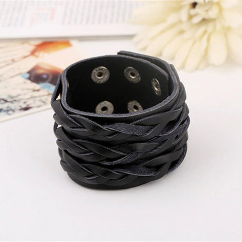 schwarzes rohleder armband herren manschette breitarmband uniqal sale