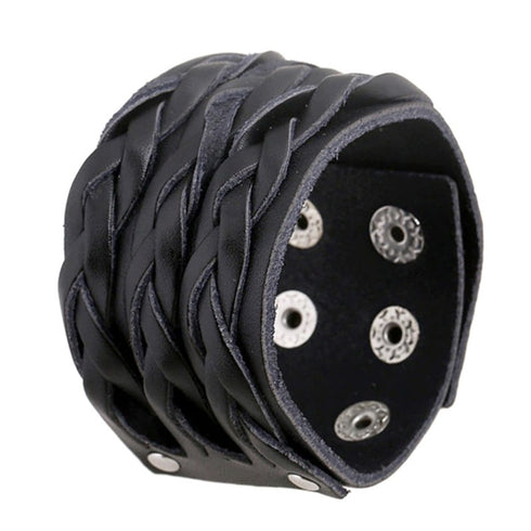 schwarzes rohleder armband herren manschette breitarmband uniqal sale