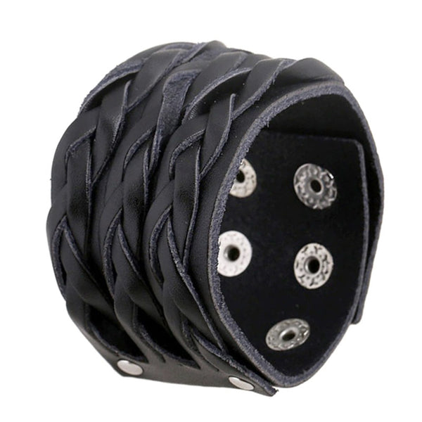 schwarzes rohleder armband herren manschette breitarmband uniqal sale