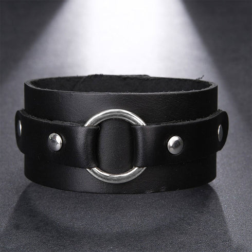 schwarzes rohleder armband herren manschette breitarmband uniqal sale