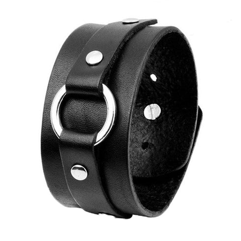 schwarzes rohleder armband herren manschette breitarmband uniqal sale