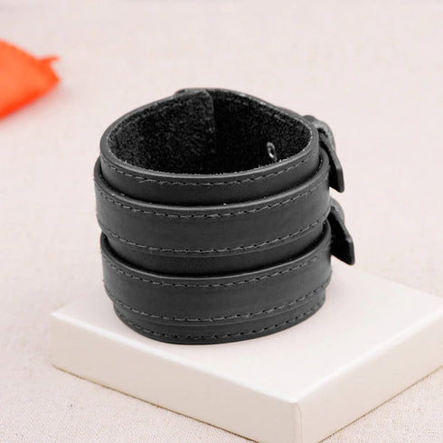 schwarzes rohleder armband herren manschette breitarmband uniqal sale