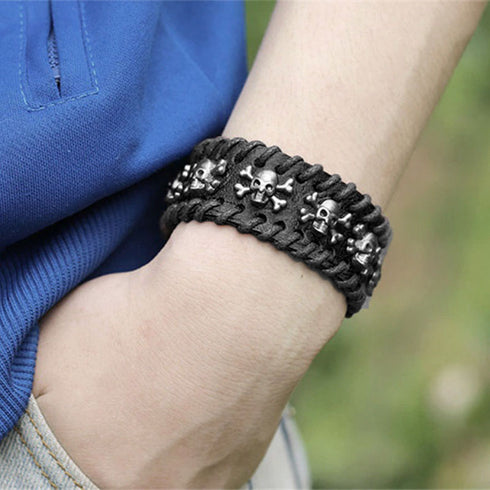 totenkopf skull rohleder armband herren manschette uniqal sale