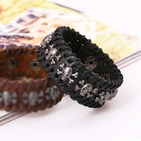 totenkopf skull rohleder armband herren manschette uniqal sale