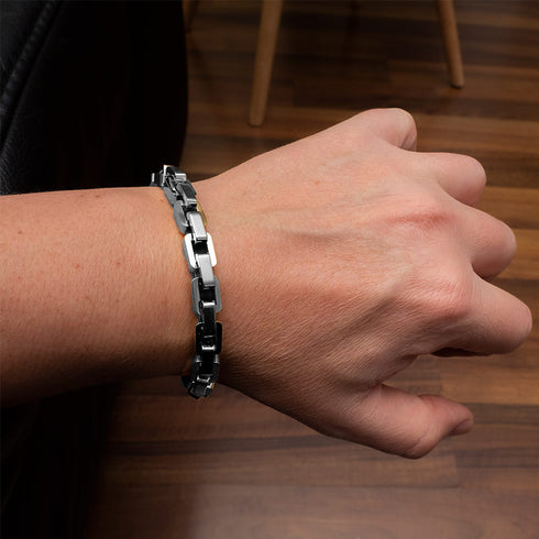 Siberarmband königskette edelstahl versilbert herren stahlarmband uniqal