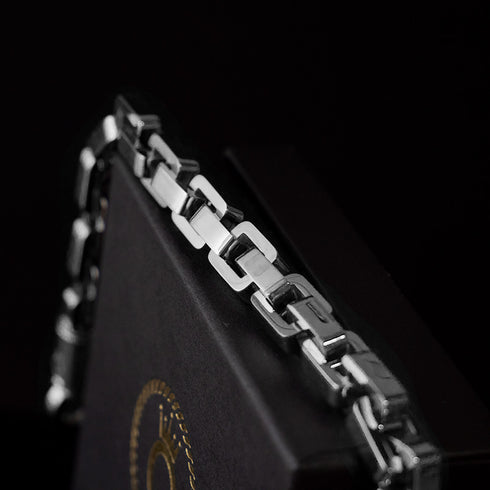 Siberarmband königskette edelstahl versilbert herren stahlarmband uniqal