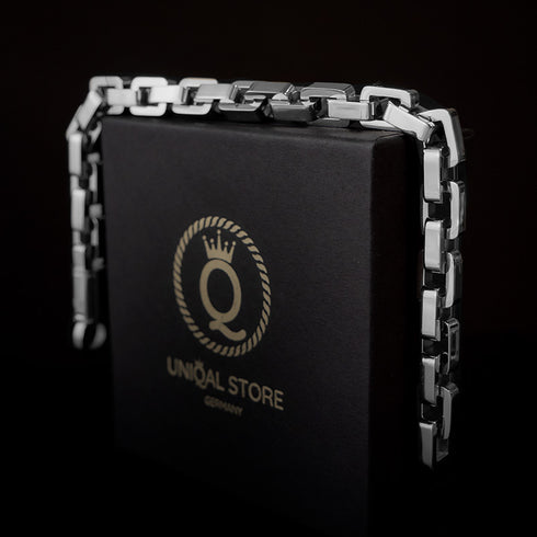 Siberarmband königskette edelstahl versilbert herren stahlarmband uniqal
