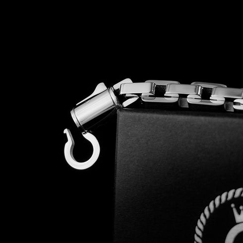 Siberarmband königskette edelstahl versilbert herren stahlarmband uniqal