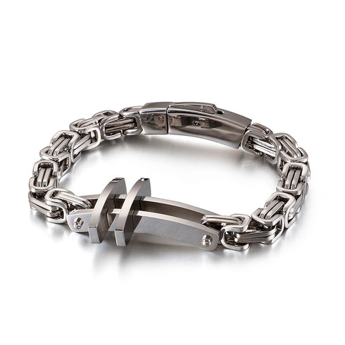 Silbernes Kreuz Königsarmband aus Edelstahl Herren Männer Byzantiner Armband Königskette uniqal