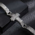 Panzerkette Armband Herren mit Kreuz versilbert chain cross bracelet uniqal
