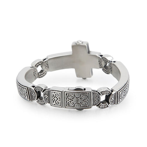 Panzerkette Armband Herren mit Kreuz versilbert chain cross bracelet uniqal