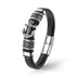 UNIQAL ADVENTURE Herrenarmband mit Anker Symbol, schwarzem Leder und silbernen Edelstahl Details