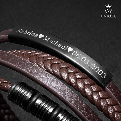 Uniqal BROWN SHAPE Armband mit geflochtenen Ledersträngen, strukturierter Aufbau mit handwerklichem Charakter