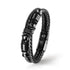UNIQAL DOUBLE LAYER BLACK – schwarzes Lederarmband mit zwei geflochtenen Strängen und Edelstahl-Details.