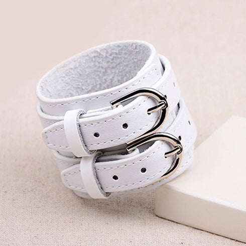 weisses rohleder armband herren manschette breitarmband uniqal sale