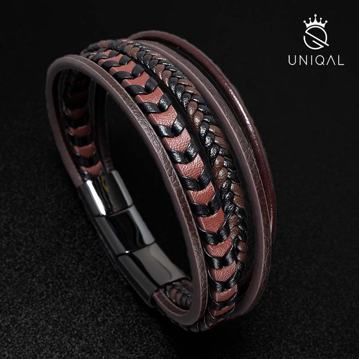 Lederarmband herren braun uniqal