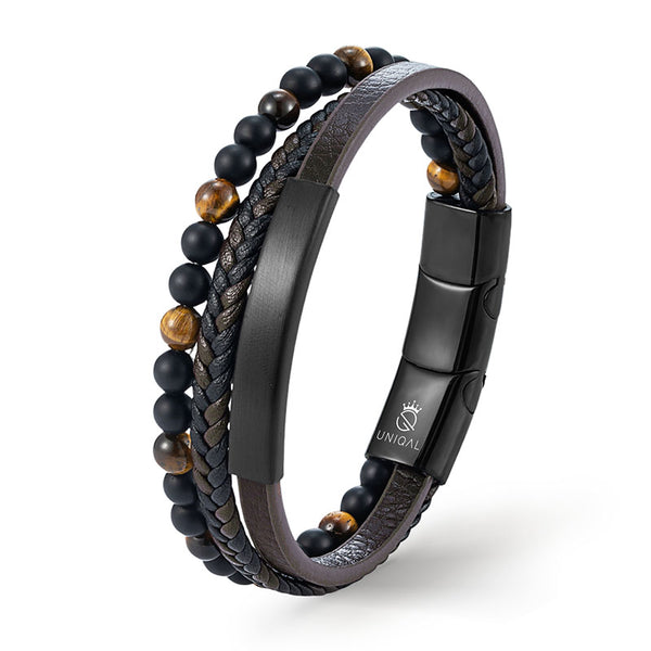Lederarmband mit perlen gelbes tigerauge uniqal
