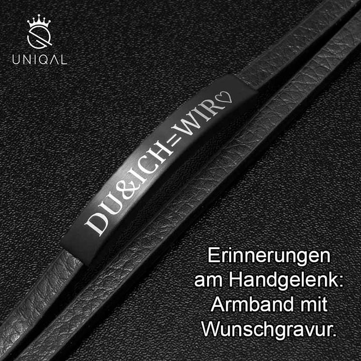 Lederarmband mit Gravur schwarz. Personalisierte geschenke