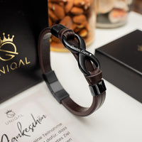Braun Leder Armband Herren Infinity unendlichkeit uniqal