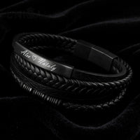 personalisiertes Lederarmband Herren mit gravur schwarz uniqal