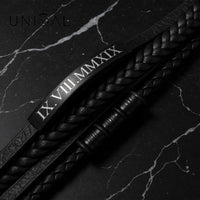 personalisiertes Lederarmband Herren mit gravur schwarz uniqal