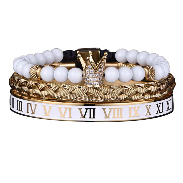 Royal king white gold herren armband uniqal